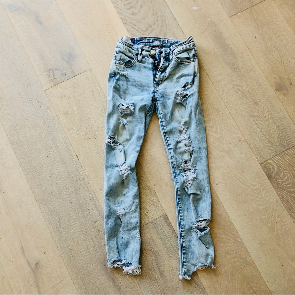 AE distressed high waisted jeggings
